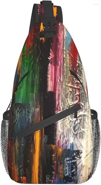 Rucksack abstrakte Kritzelenkunst Art Schlinge Cross -Body -Umhängetaschen für Frauen Männer Kausale Tagespakete Brustbeutel Wanderweg Sport Klettern