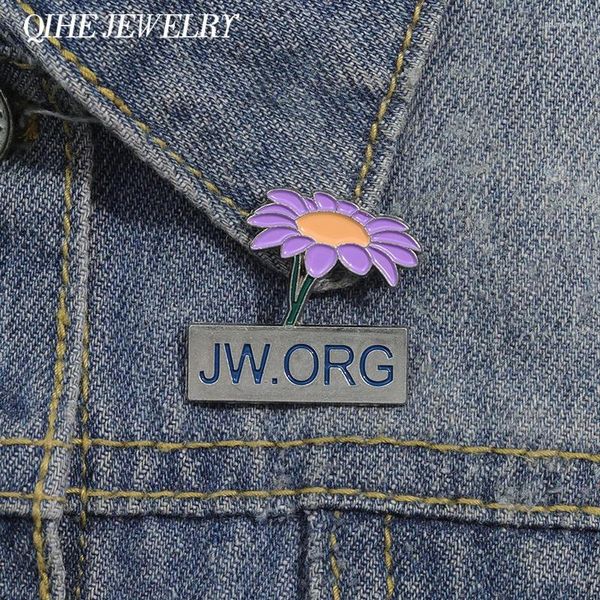 Spille jw.org Flower Spettame per spille di smalto creativo Purple Romantico Ornamenti floreali Regali Donni Abbigliamento Distinzione del bavaglio Decorazioni gioielli