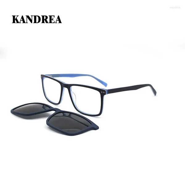 Occhiali da sole cornici Kandrea Square 2 in 1 Fantasca telaio Magnetica Uomini Ottici Donne Vintage Myopia Prescrizione Esili 9101 9101
