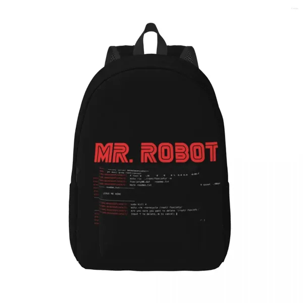 Backpack Sr. Robot Crazy Laptop Men Women Casual Bookbag para estudantes da escola College Sagas Arch Linux Bags