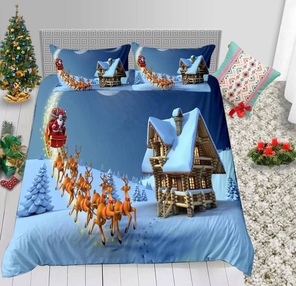 Set di biancheria da letto designer Set di Natale Night Stampa di Babbo Natale Coperchio piumino Fantasy Coperchio da letto a doppio letto Full Full Full With Pillowcase2209502