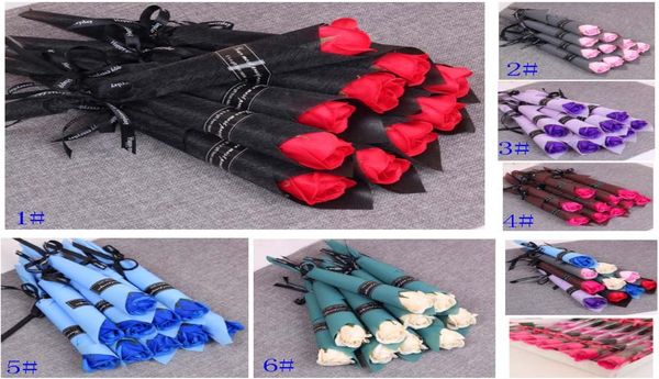 Valentine Day Party Gifts Single Stem Stem Artificial Rose Romantic Wedding Birthday Soop Rose Flor Red Pink Blue Dhl Navio HH211496415