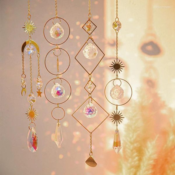 Estatuetas decorativas Crystal Sunscatcher Butterfly Wind Chime Outdoor Wall Wall Decor Decor de jardim Pingente de arco -íris Ornament Home