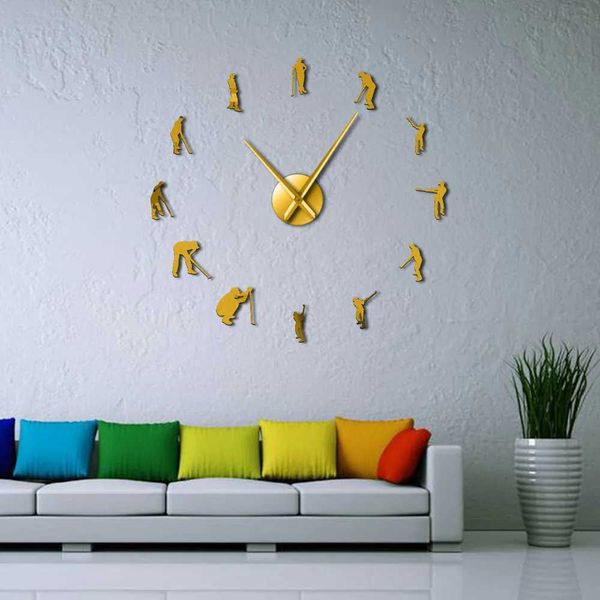 Wanduhren Golfhand Big DIY Clock Mirror Sticker Club Hanging Uhrensportendekoration Q240509