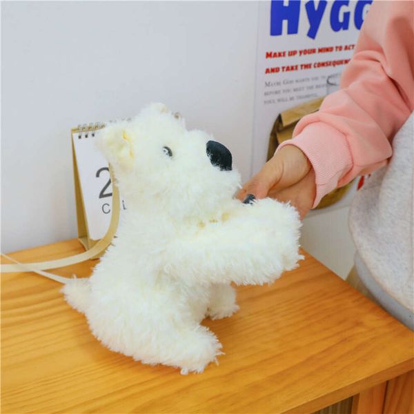 2024 New West Highland Dog Cute Deseton Plush Doll Doll Fantas Mochila Feminina Bolsa Crossbody 78% Factory por atacado