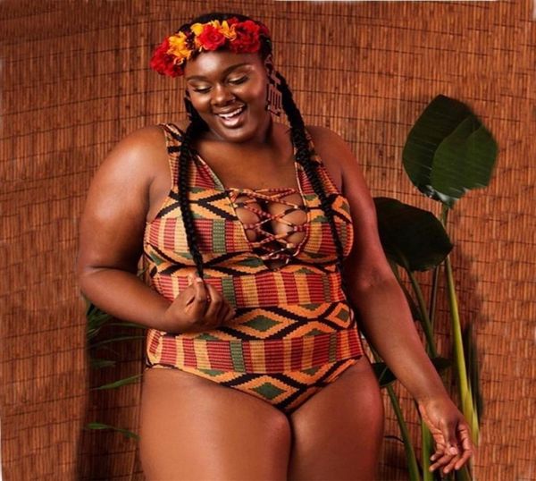 Mulheres de moda de banho plus size uma peça de banho feminina africana grande maiô de banho obesidade impressão brasileira monokini 4xl y25834616