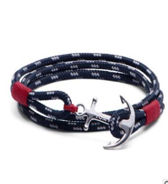 Nuovo Tom Hope Anchor Bracciale rosso argento con braccialetto di ancoraggio a corda di corda multistrato2167996