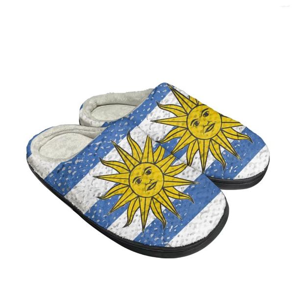 Slippers uruguaia bandeira caseira algodão algodão personalizado sandálias femininas uruguai quartos casuais mantêm sapatos quentes chinelos térmicos