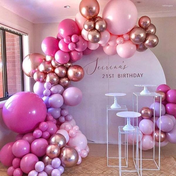 Party Decoration 126Pcs Pink Rose Gold Chrome Balloons Arch Garland Kit For Birthday Wedding Decorations Baby Shower Girl