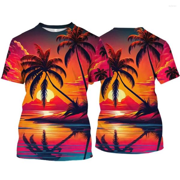 Herren-T-Shirts Hawaii 3d Kokosnussbaumabdruck O-Neck T-Shirts Sommer Männer/Frau Kurzarm Model Streetwear Harajuku Hemd Unisex Kleidung