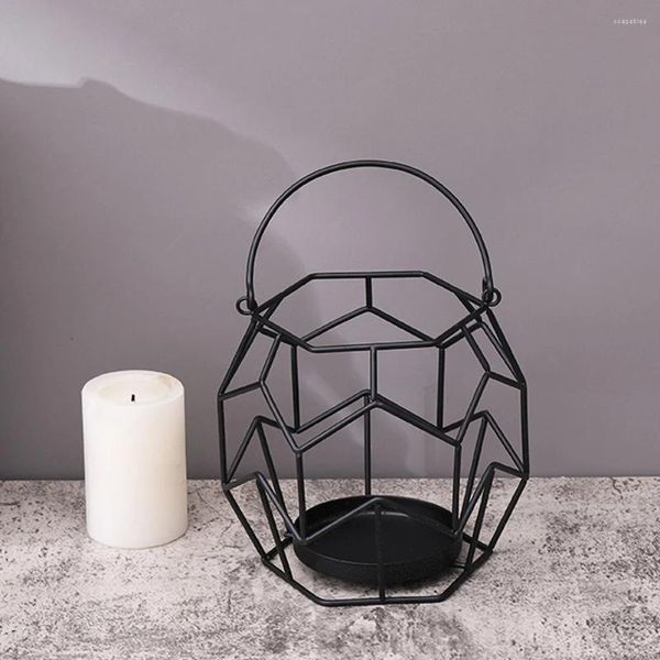 Portabandine vintage supporto di ferro cavo candelabelle a forma di lanterna geometrica centro de mesa tavolino nero tavolino soggiorno decorazioni per la casa