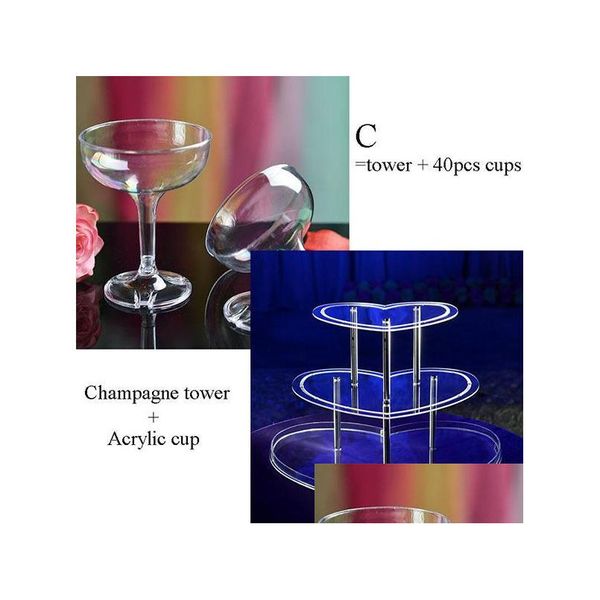 Outras festa de eventos suprimentos acrílico-champanhe torre-Celebração de casamento aniversário de três camadas em forma de coração xícara de vinho de 50cm dhz47