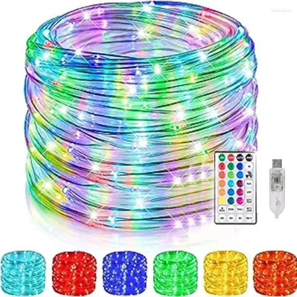 Saiten 10/20m LED -Seilleuchte Outdoor 16 Farbe RGB Changable Fairy String Christmas Tube für Terrasse Hochzeitsdekoration