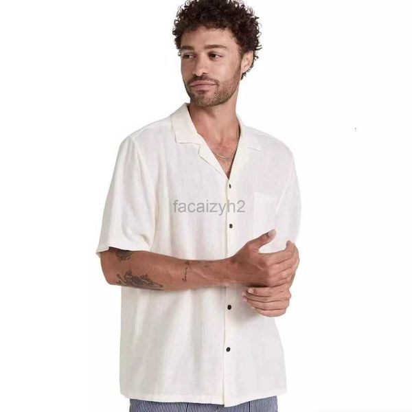 Herren Plus T -Shirts Polos Europäische Männer modische Hemd Kubaner Kragen Color Closen Casual Short Sleeved Baumwollwäsche Feste Farbe Hemd Freizeithemden