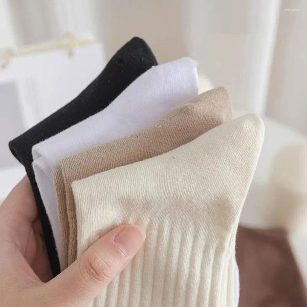 Mulheres meias esportes com nervuras de algodão feminino de alta elasticidade Anti-deslizamento respirável para suor macio-absorvente