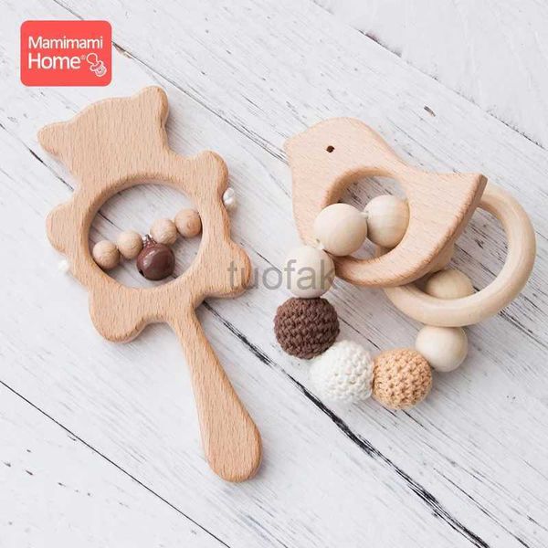 TEETHETER GIOCCHIO 1 set di giocattoli per bambini Musica a cricchetto in legno perle all'uncinetto di legno Braccialetti in legno che mastica la ginnastica Montessori Denti per bambini Prodotti neonati D240509