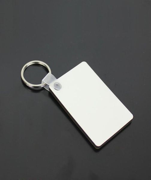 Оптовые 100 шт. MDF Blank Key Chain Chain Rectangle Sublimation деревянная клавиша для тепловой передачи Передача