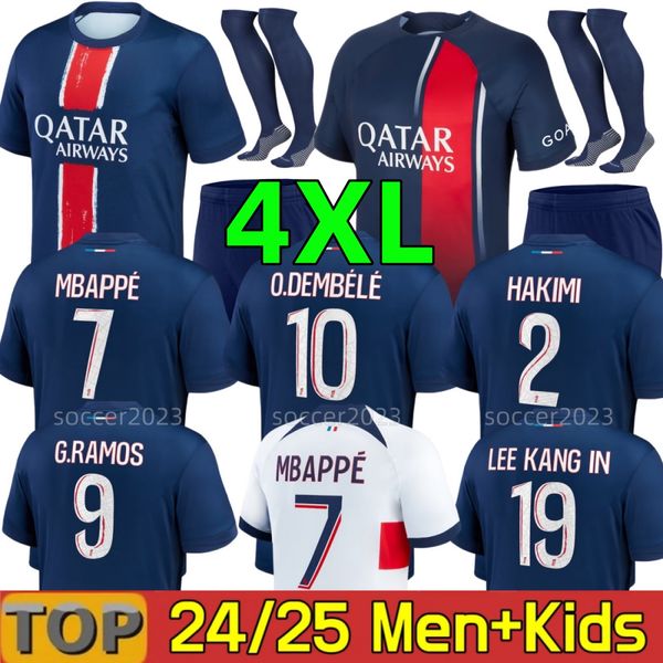 4xl 24 25 Maillot Mbappe Soccer Trikots Kids Kit 23/24 Spielerversion Training vor Spiel 2023 2024 Maglia Paris Home Away Football Shirt Hakimi Fabian Vitinha o Dembele