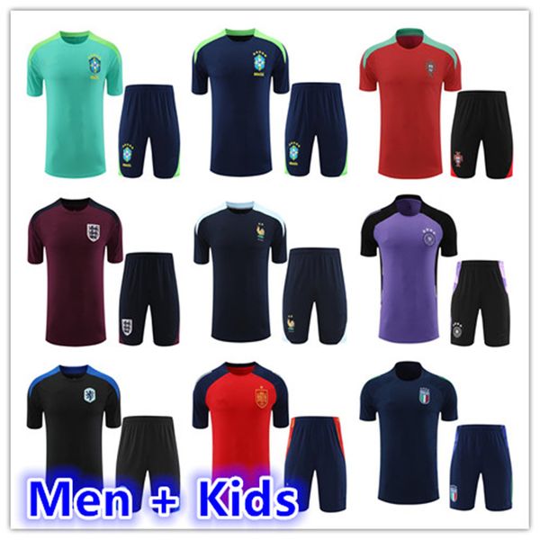 2024 2025 Brasile tracce di binari a maniche corte Abito da allenamento per uomini e bambini Kit di maglia da calcio 24 25 Maglie da calcio Shirt Shirt Maillot Camiseta Fubol