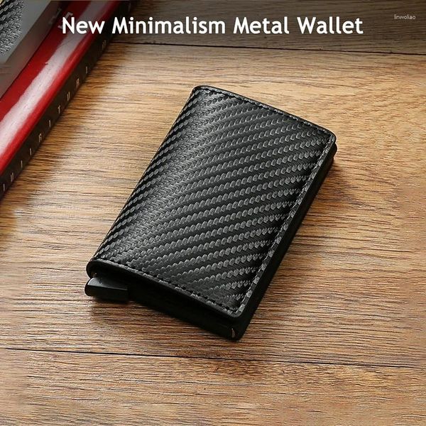 Lagerbeutel Halter Männer Brieftaschen Schwarzes Kohlefaser Leder Minimalist Wallet Gift für personalisiert