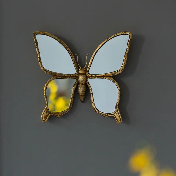 Espelho parede pendurada fundo parede de parede de borboleta metal retro inseto dragonfly borboleta decoração home decoração pendurada decoração 240430