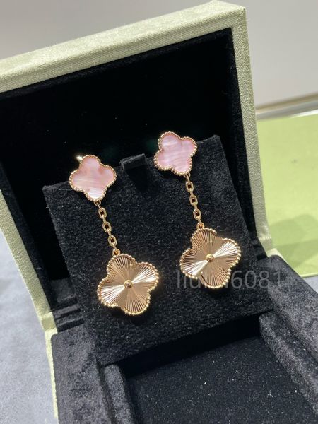 Orecchini rosa della madre di perle designer orecchini da donna mediocre top v-gold 18k orecchini a quattro foglie degli orecchini classici senior nuovi orecchini a trifoglio orecchini di lusso leggeri