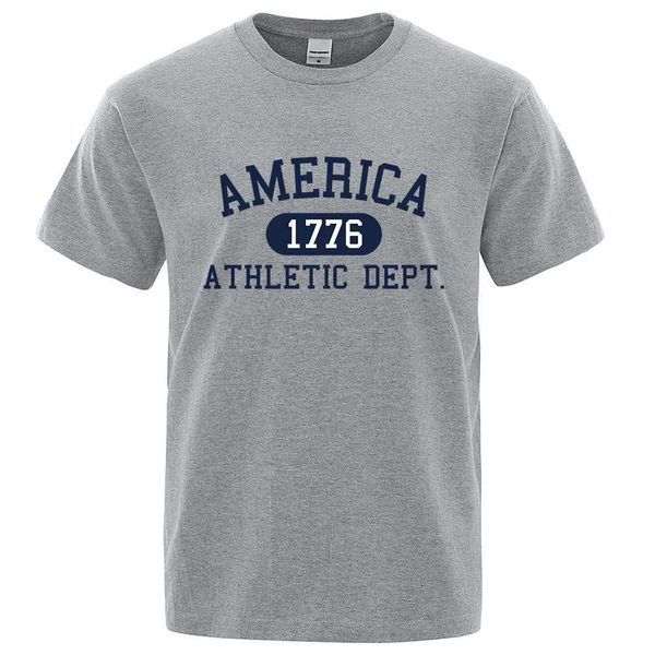 Erkek Tişörtleri Amerika 1776 Athtic Dept Tter Tter Tshirt Adam Moda T Giysileri Yaz Lüks T-Shirt Hip Hop Breathab Pamuk H240511