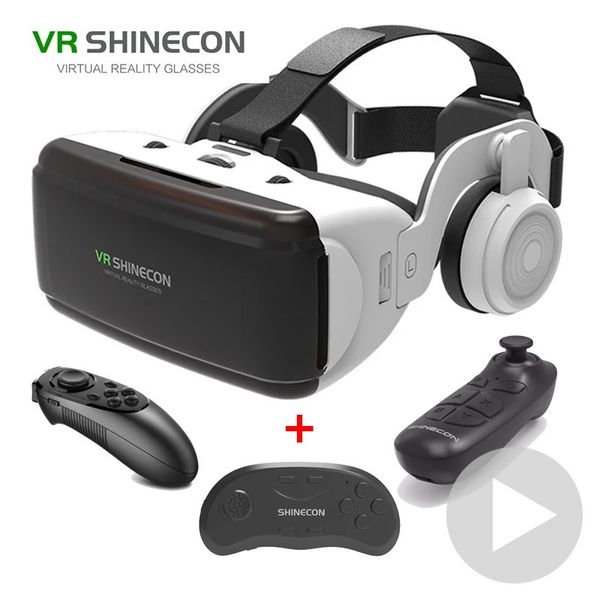 2023 VR Glasses Realidade virtual 3D Google Cardboard Headphone Android com gamepad 240506