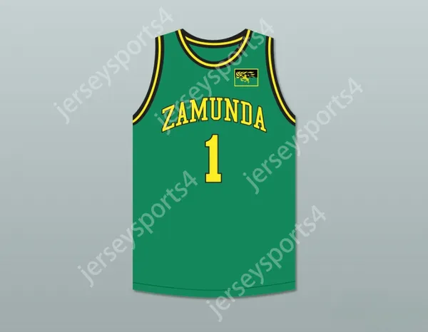 Custom Nay Mens Youth/Kids Prince Akeem Joffer 1 Fictional African Country Green Basketball Jersey con bandiera top top top cucitura S-6xl
