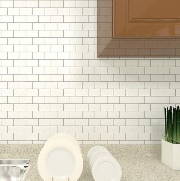 Tile a mosaico in marmo piastrelle da parete con padella auto adesiva backsplash cucina fai -da -te bagno decalcomania adesivi lucidi vinile 3d1122477