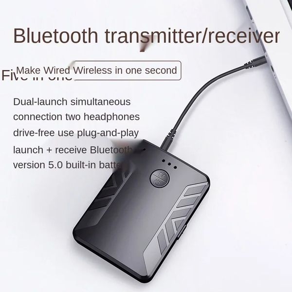 Bluetooth 5.0 Receptor de transmissor de áudio Com dois fones de ouvido de estéreo de 3,5 mm Adaptador sem fio AUX RCA para TV PC Car Speaker