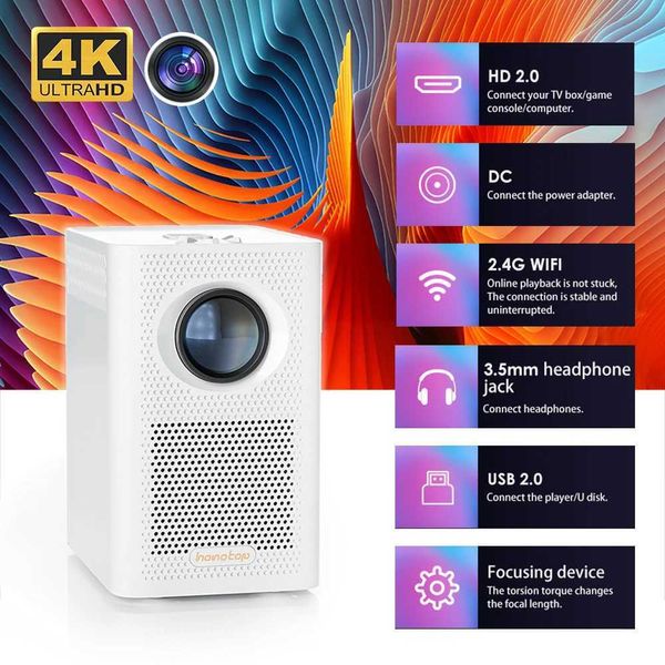 Projetores S30MAX Android 10 5G WiFi 4K Intelligent Portable Projector com wifi e bolso Bluetooth ao ar livre 4k 9500L Android 10.0 Projector J240509