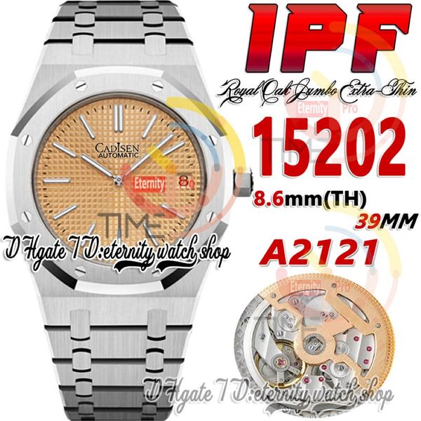 IPF 39mm ZF15202 CAL 2121 SA2121 WATCH AUTOMATICO MENS ULTRA-THIN 8 6 mm marcatori con trama oro rosa Bracciale in acciaio inossidabile SU 306B