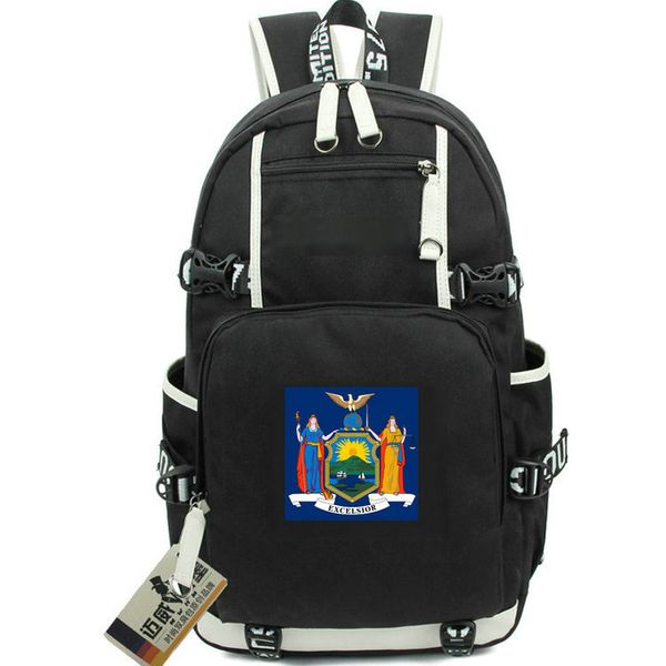 Estado de New York Backpack Empire Flag Daypack Banner School Bag Badge Print Rucksack Paco