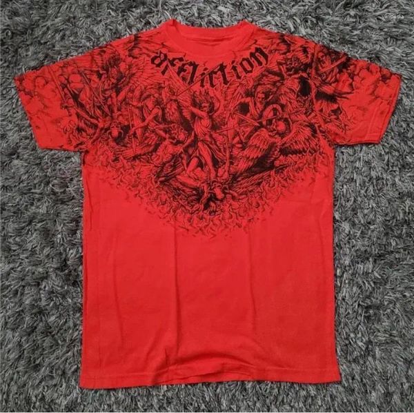 Camisetas de camisetas masculinas estéticas de algodão Padrão de carta gótica impressa camisetas de mangas curtas de tamanho curto