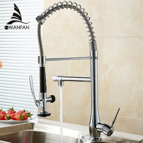 Küche Wasserhähne Wasserhahn Chrom Messing Tall Mixer Waschbecken Ausziehen Spray Eingriff Drehausbruch Taps MH-4828