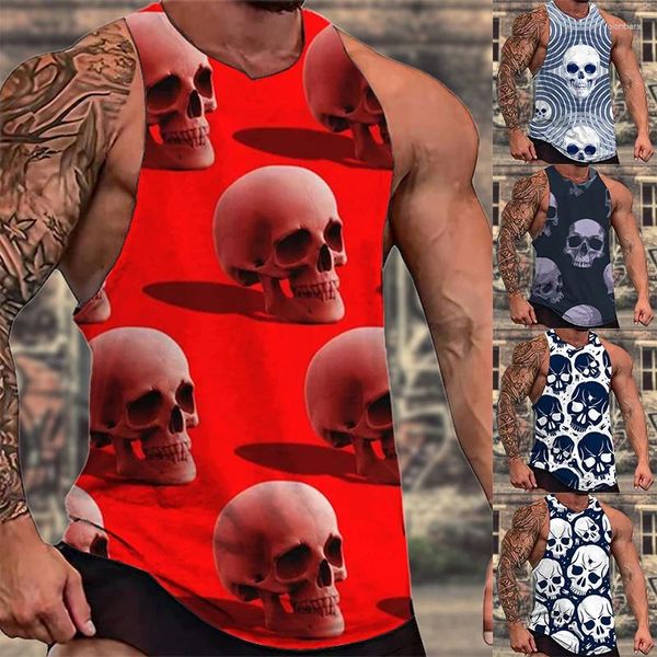 Мужские майки Sports Fitness Vest Негабаритный топ в стиле Y2K Print Prime Skull Patter