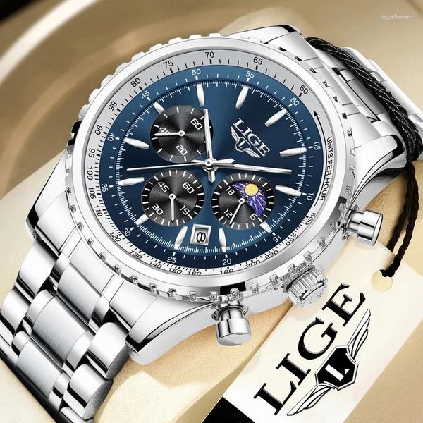 Orologi da polso Lige 20024 Top Men Watch Chartz Man orologi impermeabili luminosi per appuntamento cronografo sportivo orologio da polso