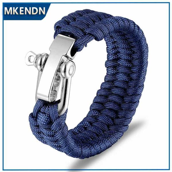 Charm Bracelets Mkendn Männer Mehrfunktion Paracord Survival Bracelet Outdoor Camping Rescue Not Seilbänder mit Messer für Frauen Y240510