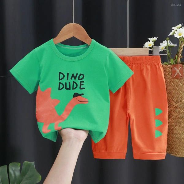 Roupas põe shorts de camisetas de meninos femininos fatos de verão de verão puro algodão doce animal impressão de animais impressão infantil baby