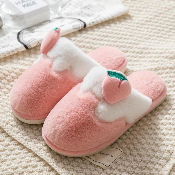 Pantofole donne calde casa fumetti fruit banana banana comoda fondo morbido per interno casual corto peluche peluche scarpe