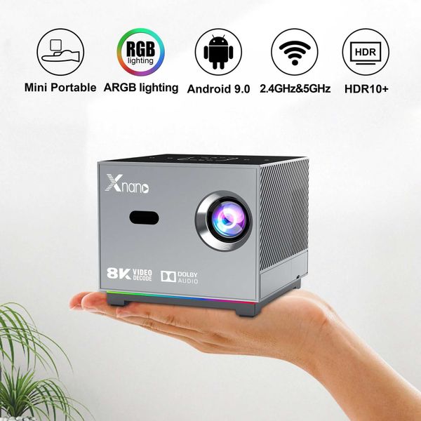 Projektörler Xnano X3 T972 Projektör Elektrik Odaklı Renk Işık Touch WiFi 5G Akıllı Ev Sineması Taşınabilir Mini Projektör J240509