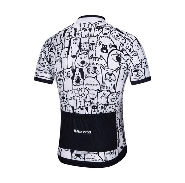 Quick Dry Men White Cartoon Cat Dog Cycling Jersey Spring Antipling Ecofriendly Bike Clothing Road Team Team Bicycle Wear Рубашки4087236