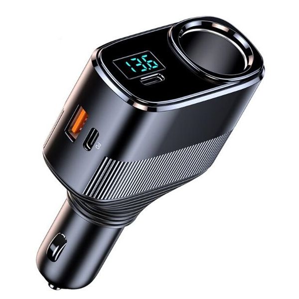 Rotazione a 360 gradi intorno a 4 in 1 Caricatore Auto da 145 W USB/Type-C per telefono Xiaomi Huawei Samsung Adattatore di sigaretta a carico rapido retrattabile