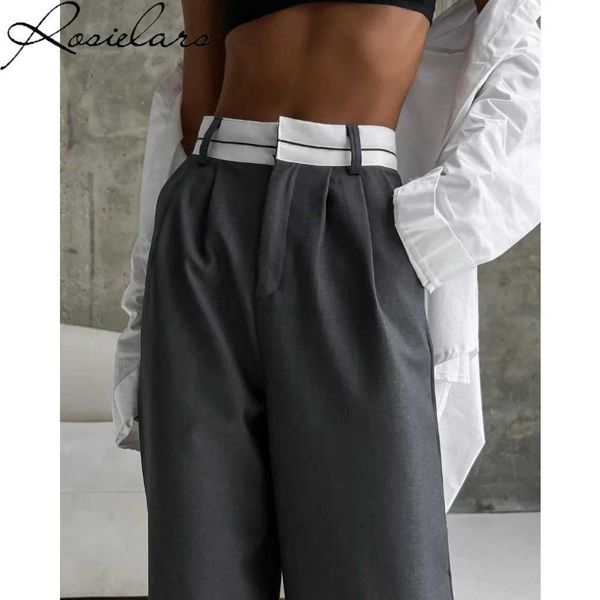 Calças femininas Capris 2023 cor sólida cora -cintura de alta cintura de calça esportiva roupas de rua calças flash calças de roupas femininas