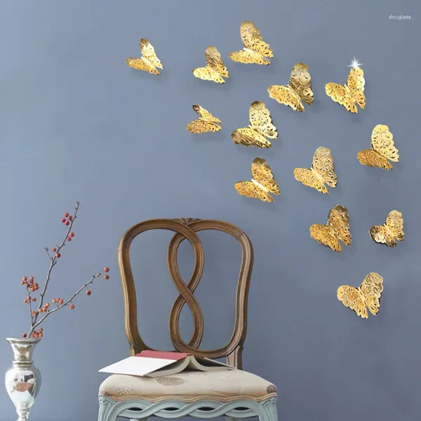 Стеновые наклейки Tofok Metal Texture 3D Полая бабочка для декорации детской комнаты самоклеящаяся бумага