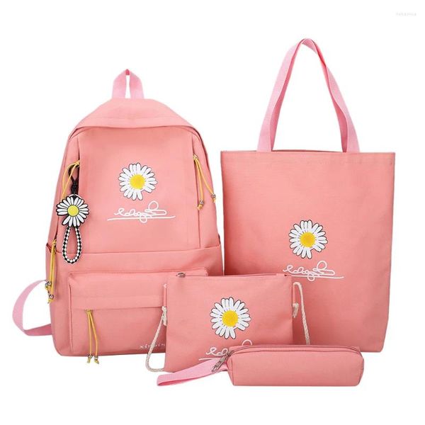 Backpack 4pcs/set women school mochilas school school daisy canvas para adolescentes garotas estudantes bola de bola de bola de sacolas mochilas mochilas mochilas