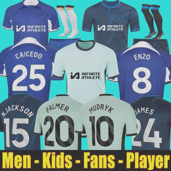 23 24 Enzo CFC Nkunku Soccer Maglie Collezione Mudryk Gallagher Sterling Jersey 2023 2024 Fofana Black Out Shirt calcis
