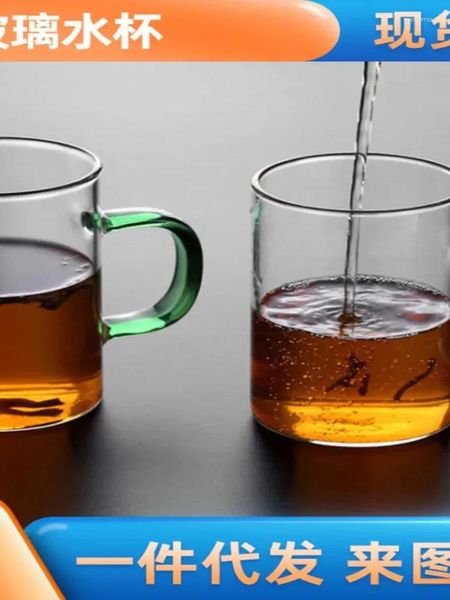 Tazze in vetro tazza di tè per la casa acqua con maniglia regalo dritto tubo