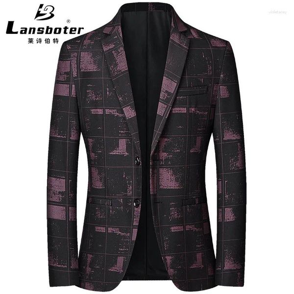 Ternos masculinos Lansboter preto rosa pink spring coat de traje elástico elástico coreano tendência jovem casual jaqueta diária